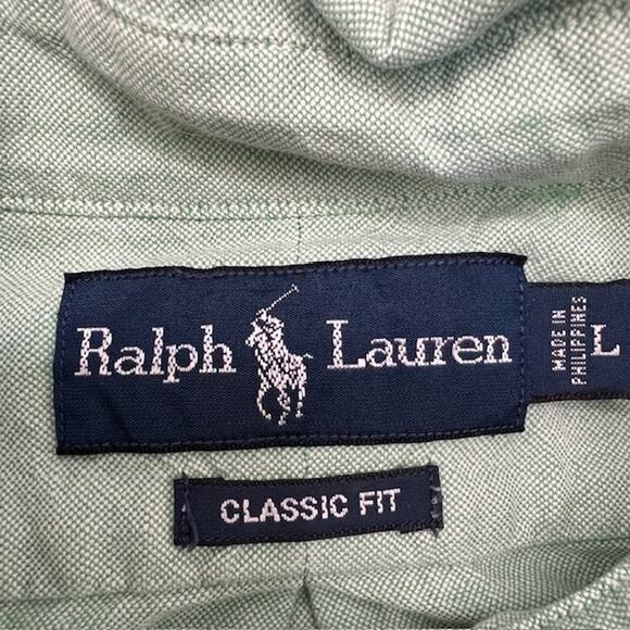 Polo Ralph Lauren Green Oxford Button Down Shirt Mens L Classic Fit Flesh Pony - Picture 3 of 7